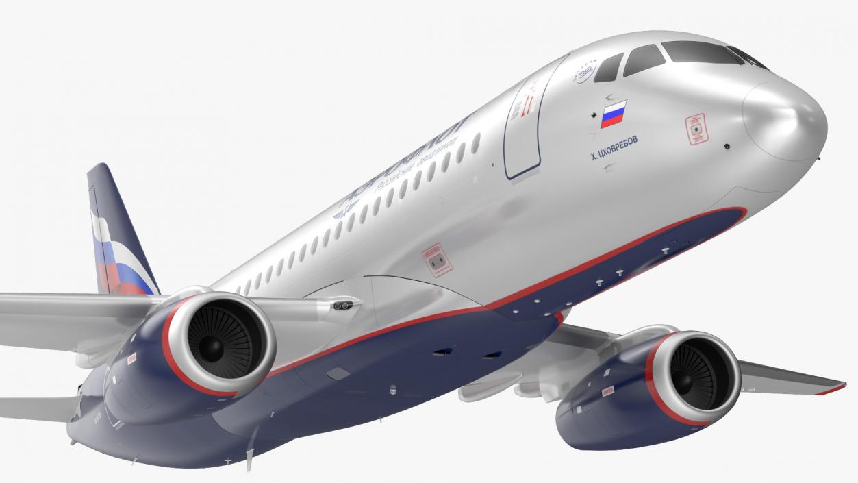 3D model Sukhoi Superjet 100 95lr Aeroflot Flight