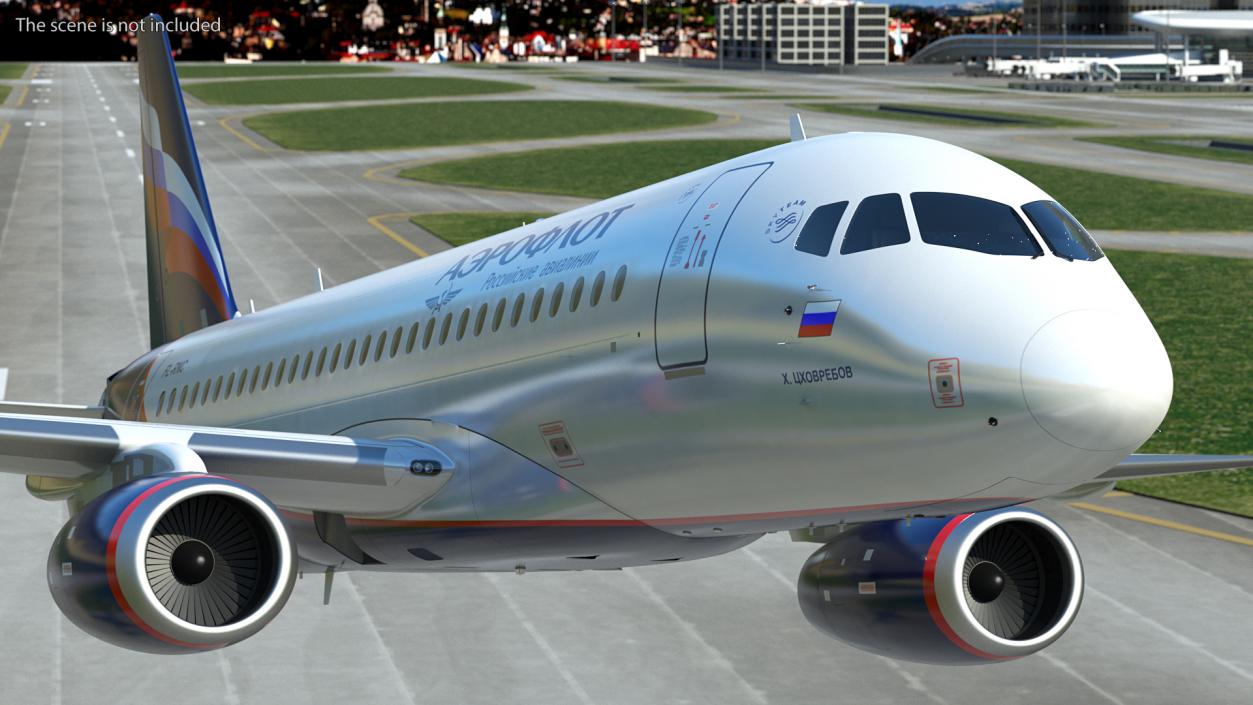 3D model Sukhoi Superjet 100 95lr Aeroflot Flight