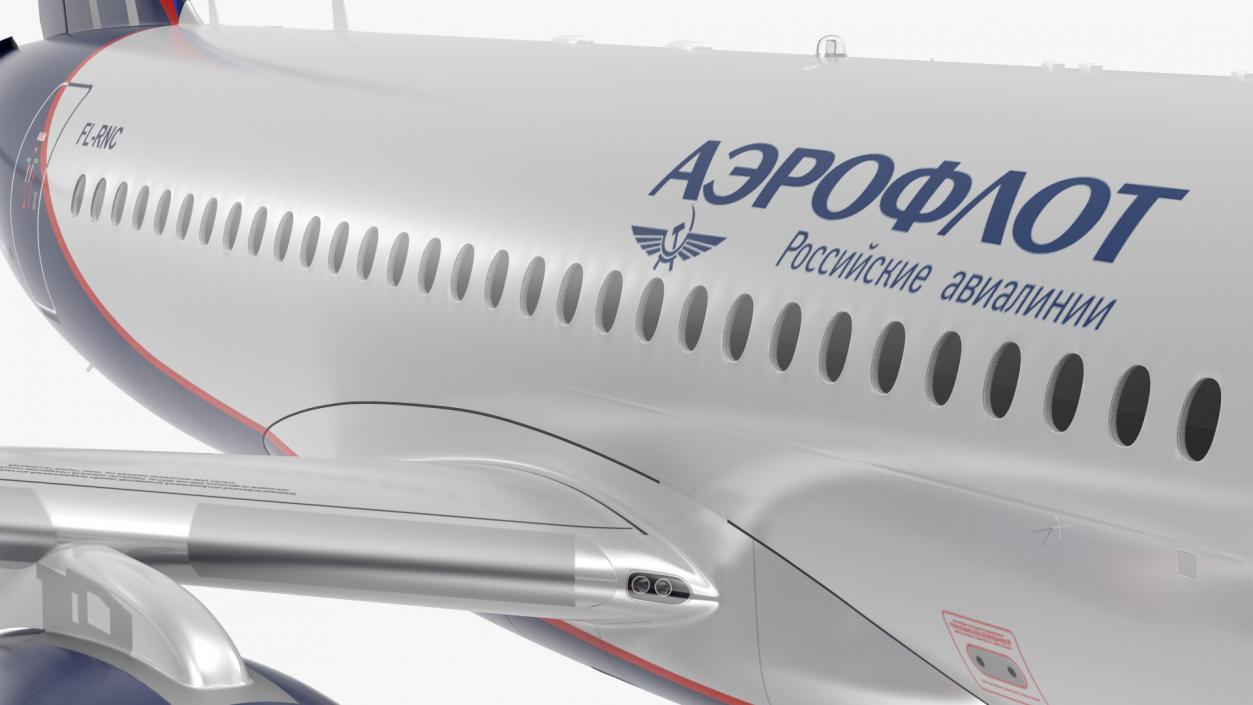 3D model Sukhoi Superjet 100 95lr Aeroflot Flight