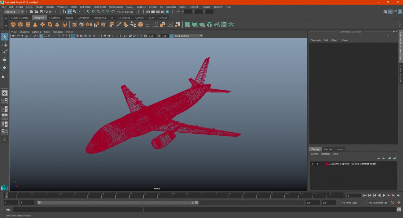 3D model Sukhoi Superjet 100 95lr Aeroflot Flight