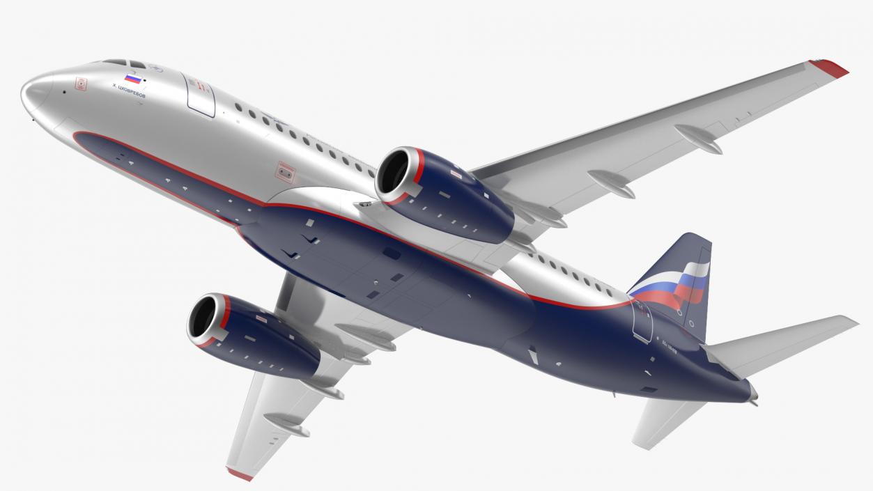 3D model Sukhoi Superjet 100 95lr Aeroflot Flight