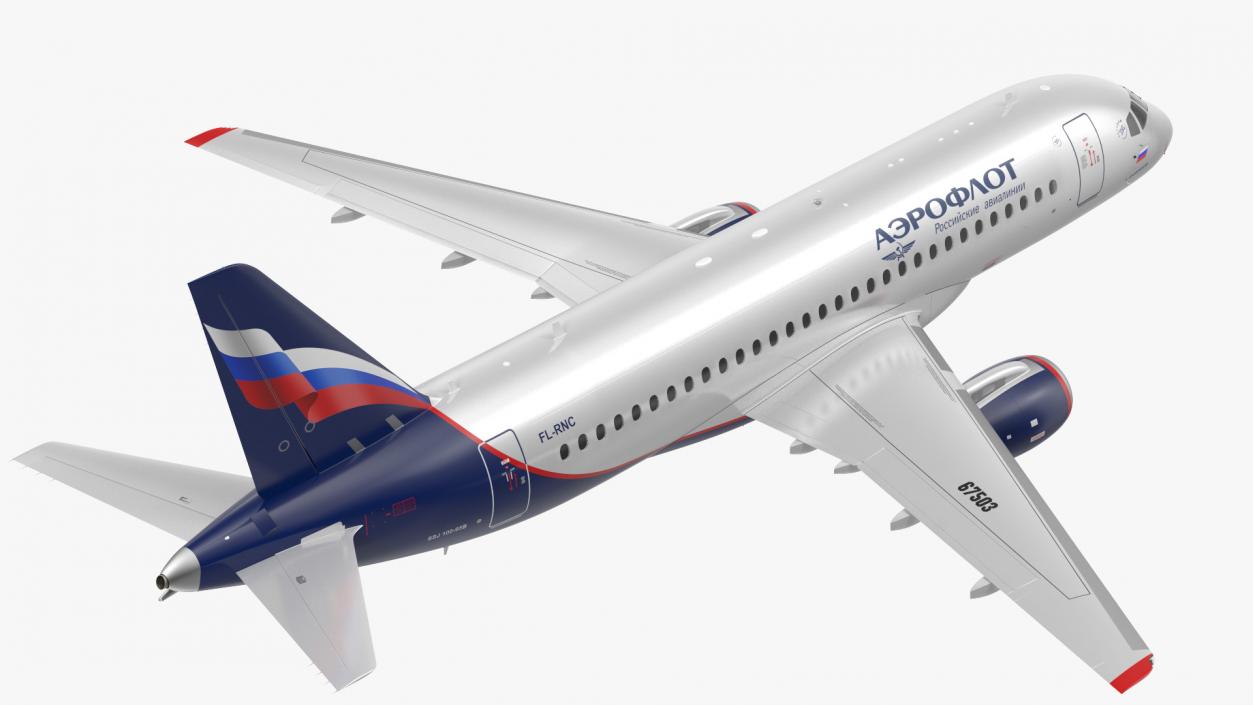 3D model Sukhoi Superjet 100 95lr Aeroflot Flight