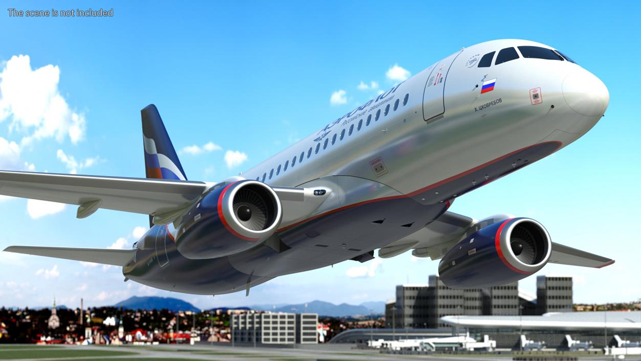 3D model Sukhoi Superjet 100 95lr Aeroflot Flight