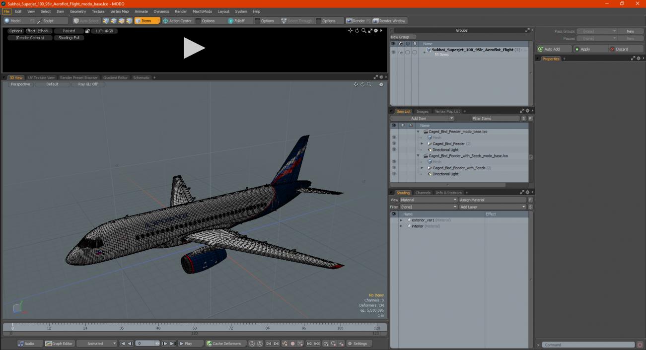 3D model Sukhoi Superjet 100 95lr Aeroflot Flight