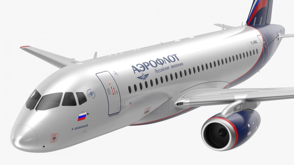 3D model Sukhoi Superjet 100 95lr Aeroflot Flight