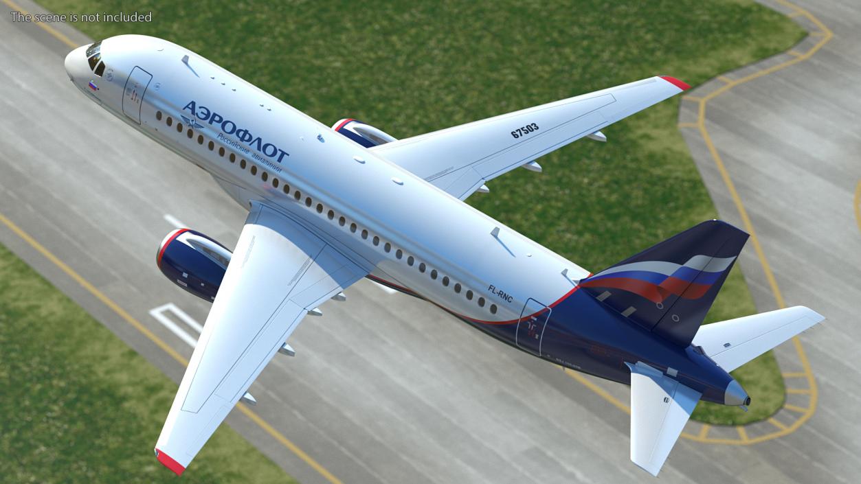 3D model Sukhoi Superjet 100 95lr Aeroflot Flight