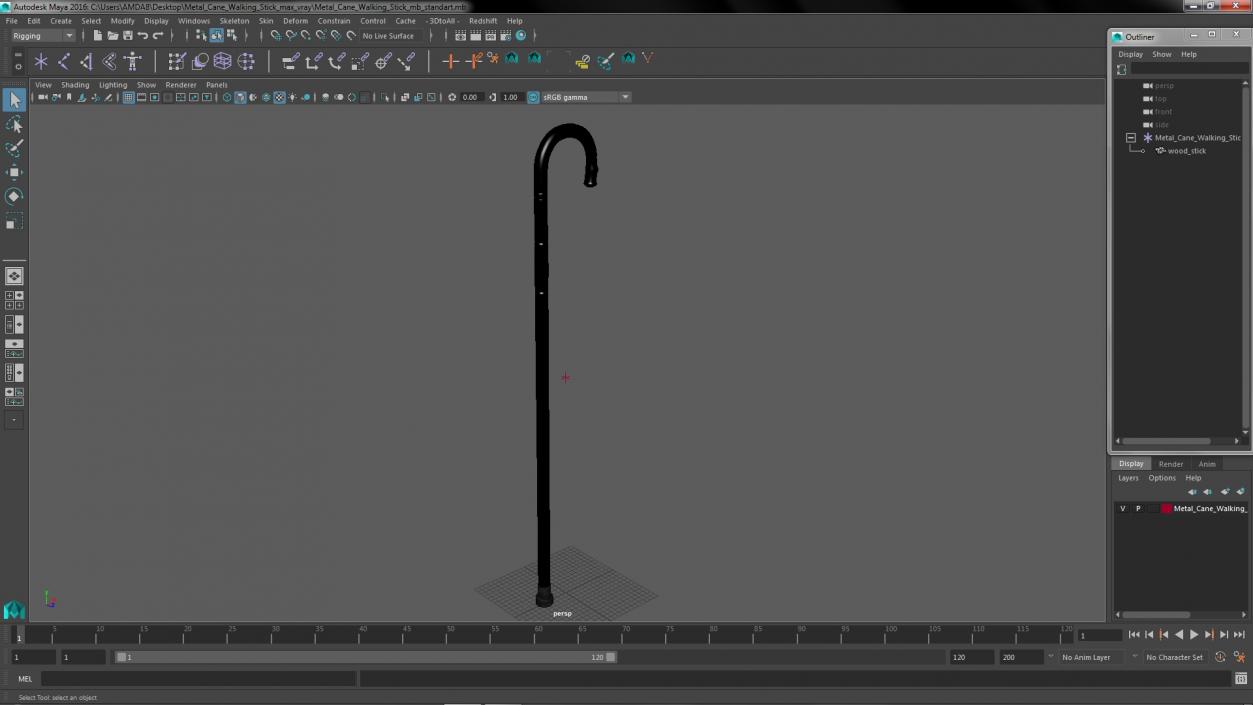 Metal Cane Walking Stick 3D model