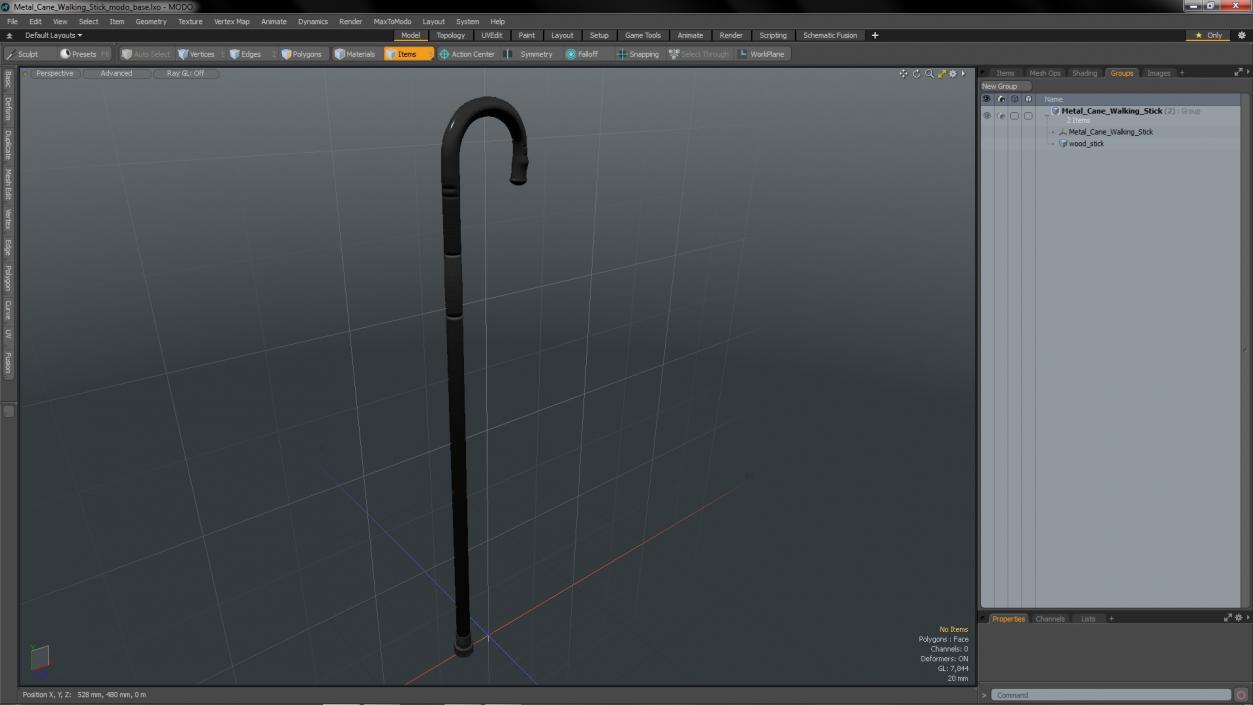 Metal Cane Walking Stick 3D model