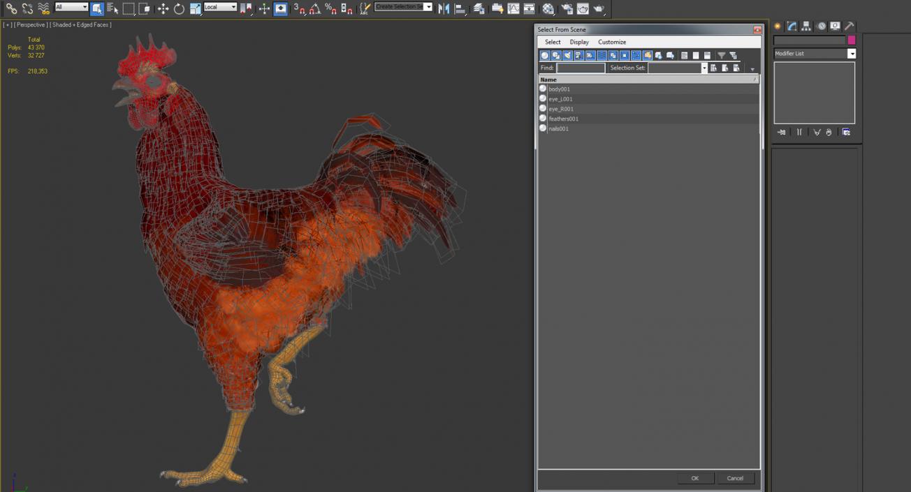 Brown Hen Standing on one Leg 3D model