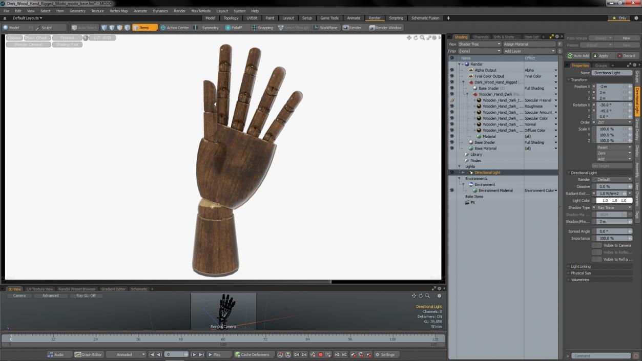 3D model Dark Wood Hand Rigged for Modo