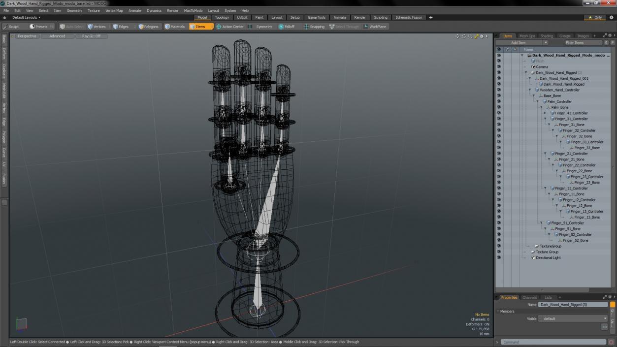 3D model Dark Wood Hand Rigged for Modo