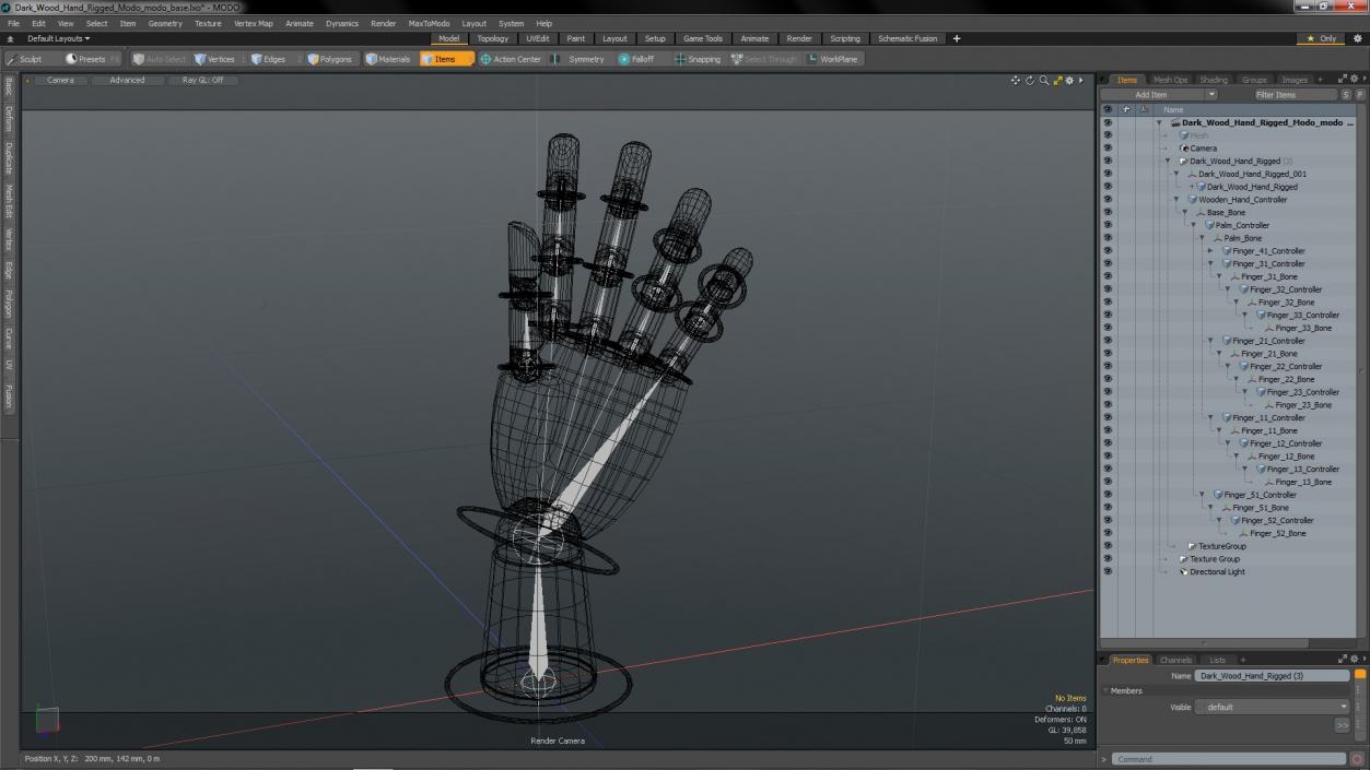 3D model Dark Wood Hand Rigged for Modo