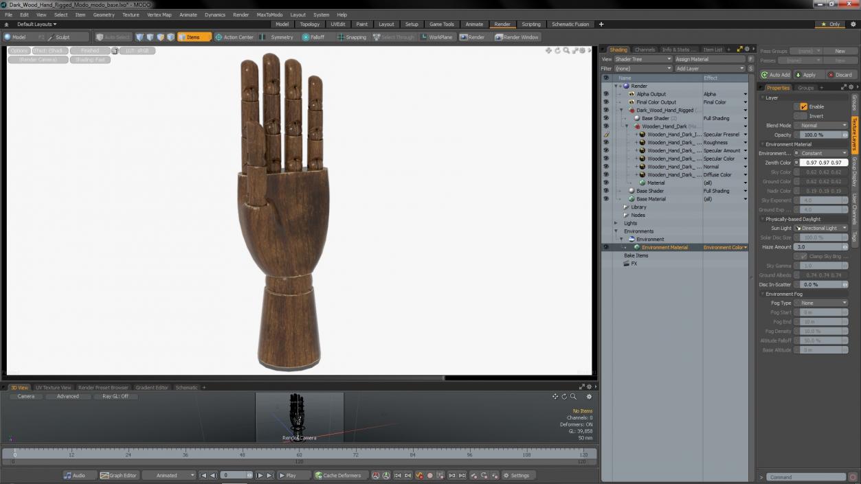 3D model Dark Wood Hand Rigged for Modo