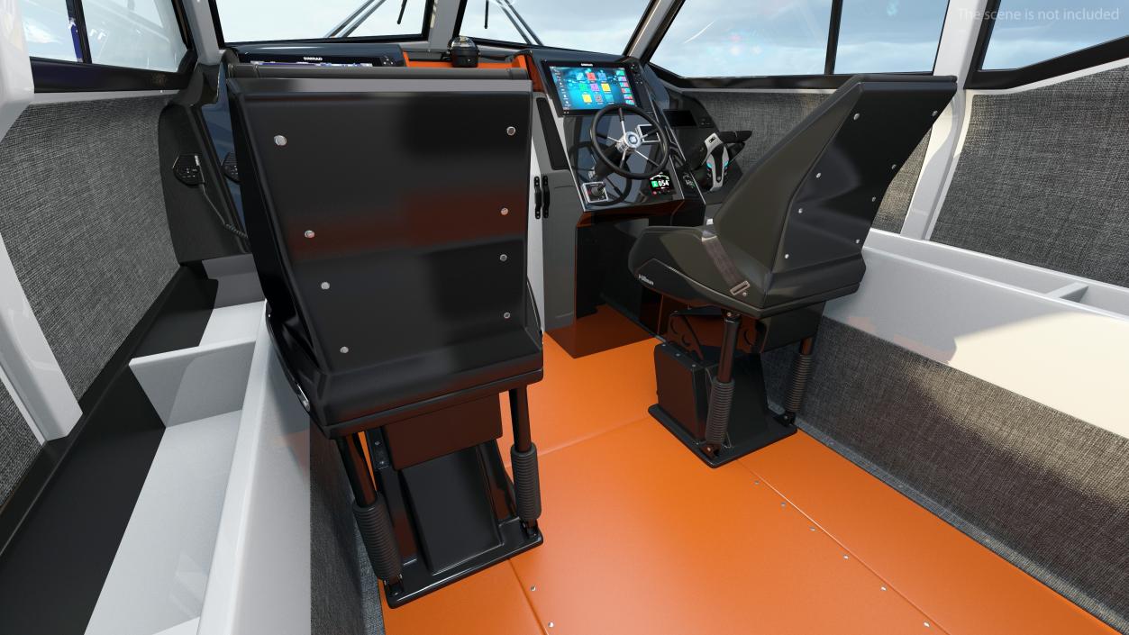 3D Motor Boat Orange Waverider 1060 GRP