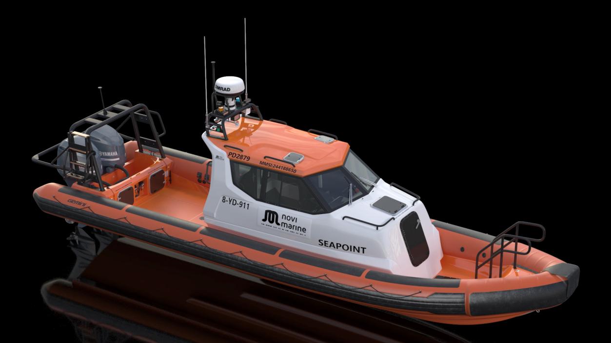 3D Motor Boat Orange Waverider 1060 GRP