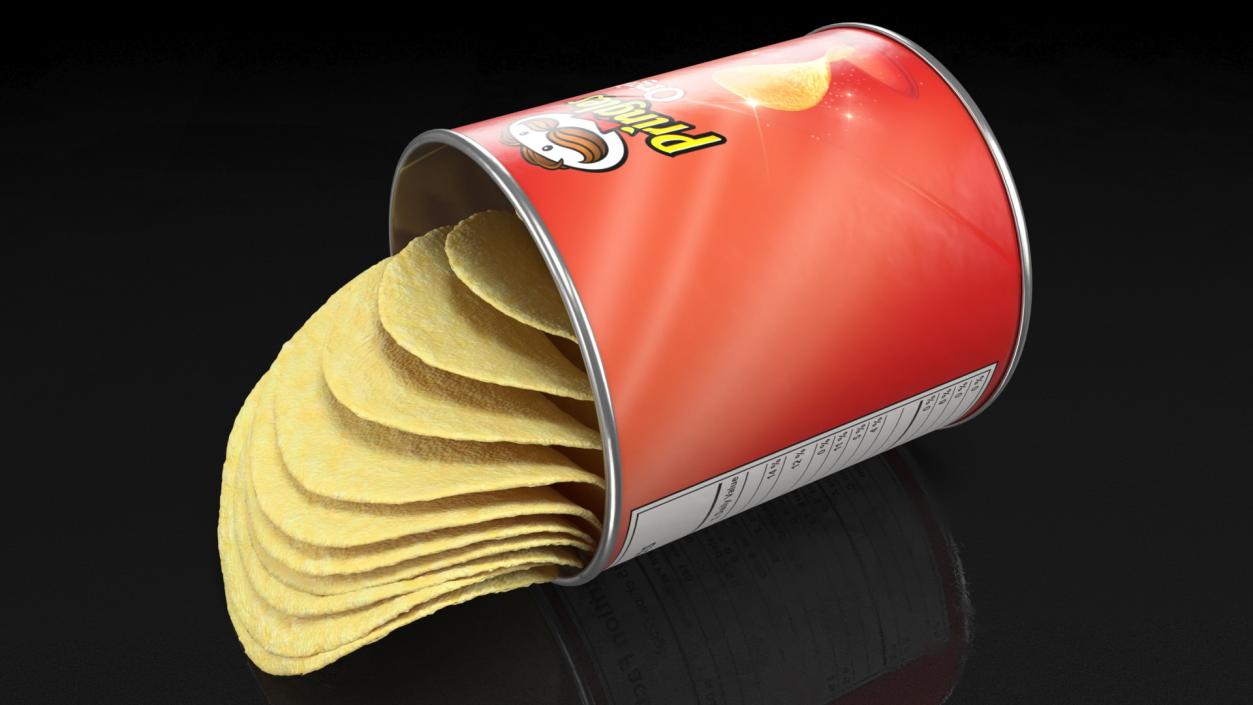 3D Opened Pringles Potato Chips Small Can model