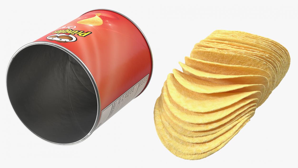 3D Opened Pringles Potato Chips Small Can model