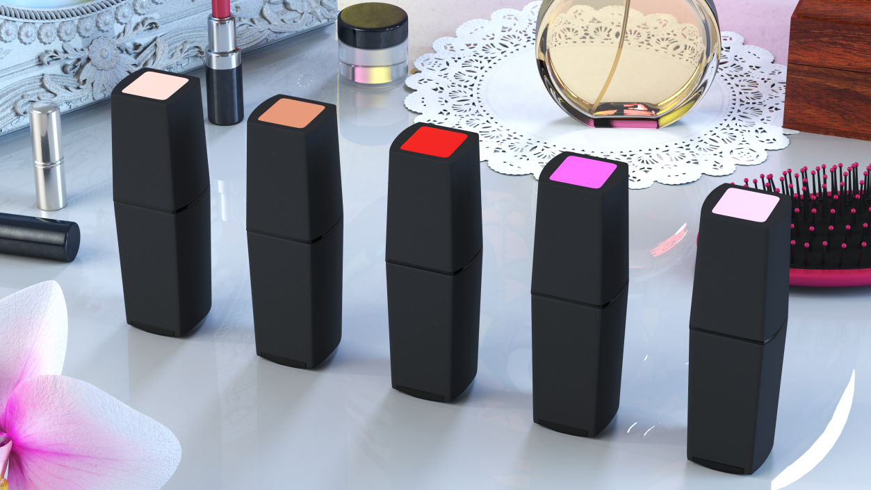 3D model Classic Square Lipstick Cases Closed Set