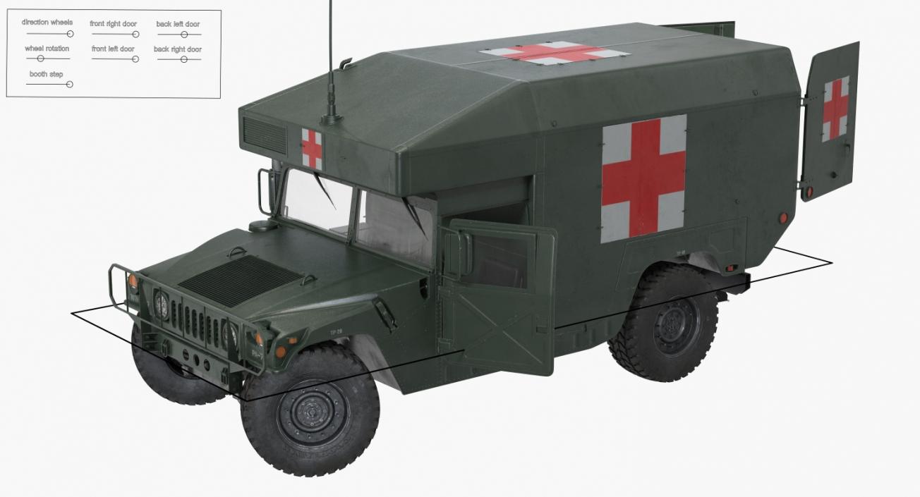 3D Military Ambulance Rigged Collection