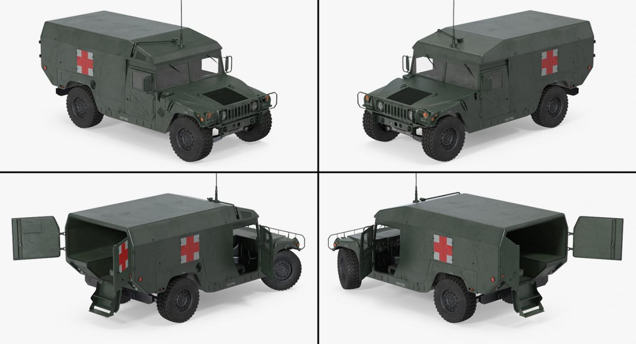 3D Military Ambulance Rigged Collection