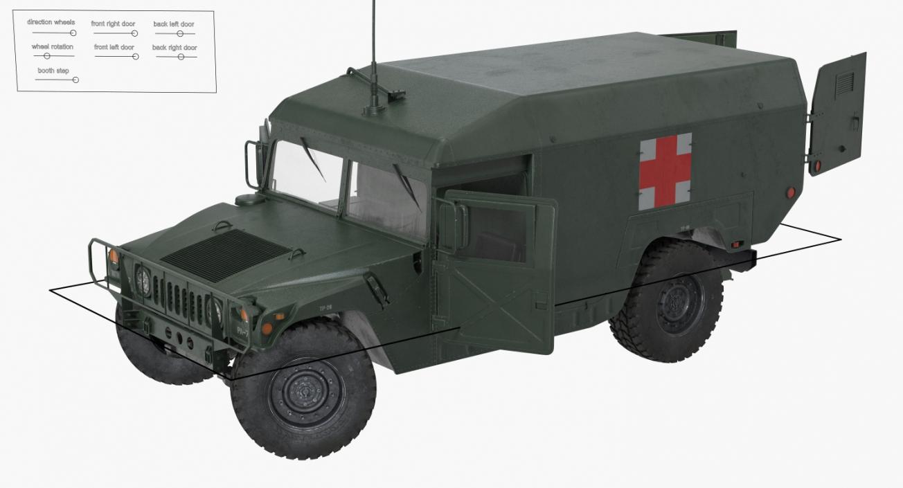 3D Military Ambulance Rigged Collection