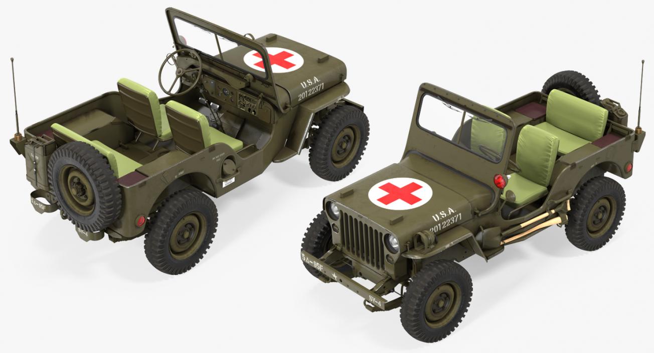 3D Military Ambulance Rigged Collection