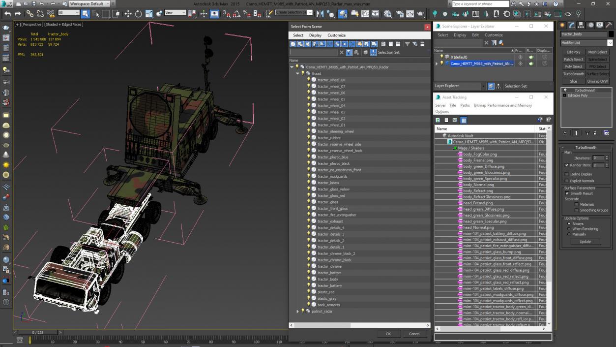 3D Camo HEMTT M985 with Patriot AN MPQ53 Radar model