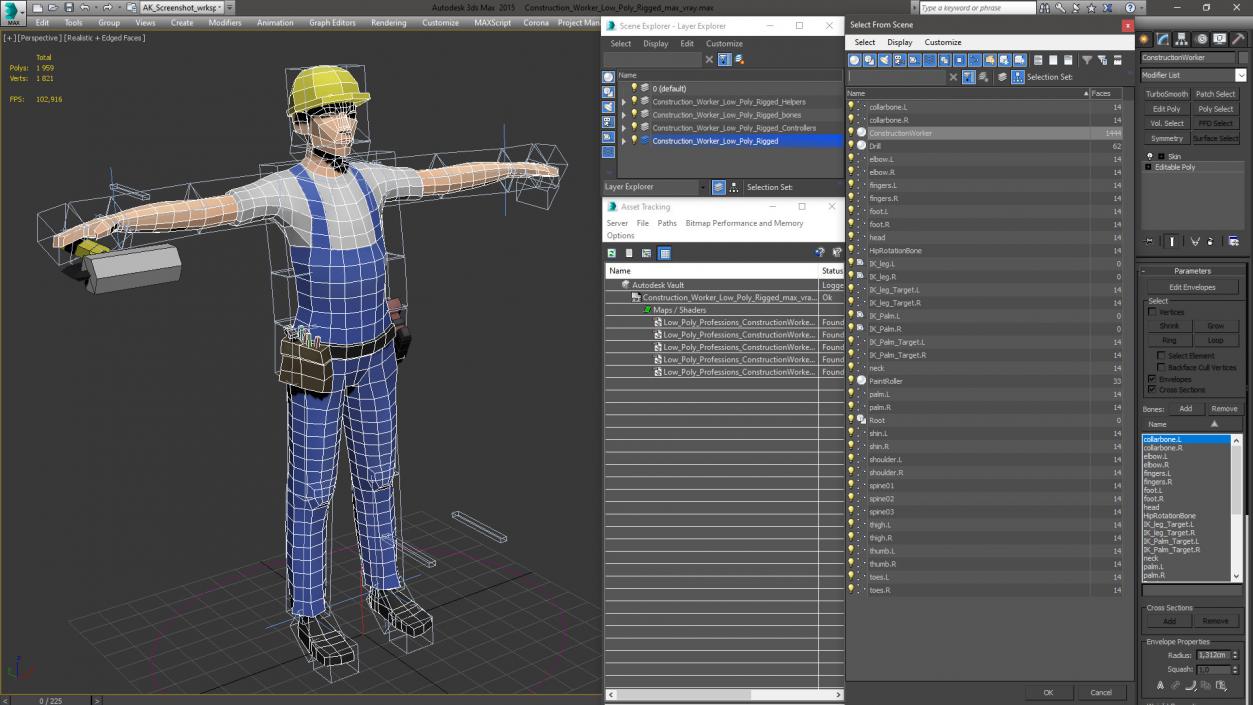 3D model Construction Worker Low Poly Rigged