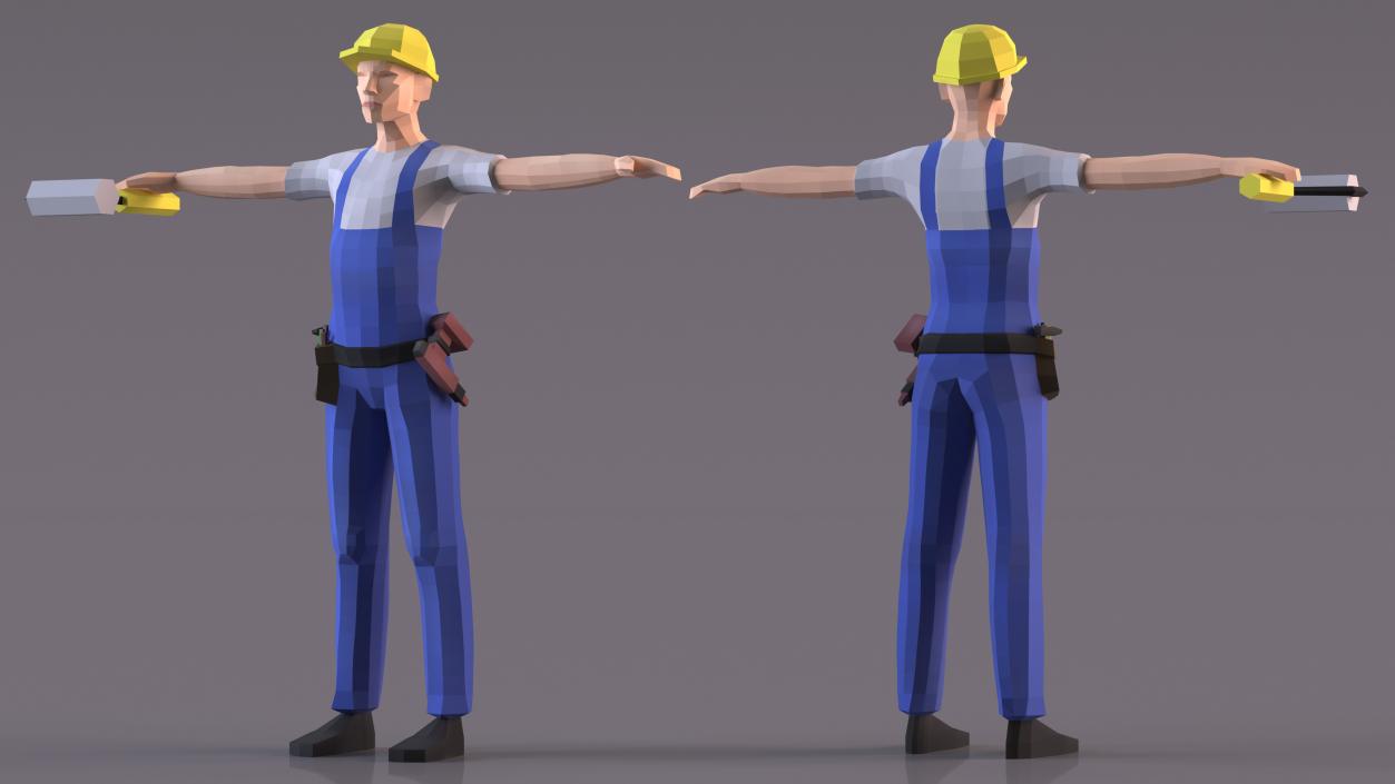 3D model Construction Worker Low Poly Rigged