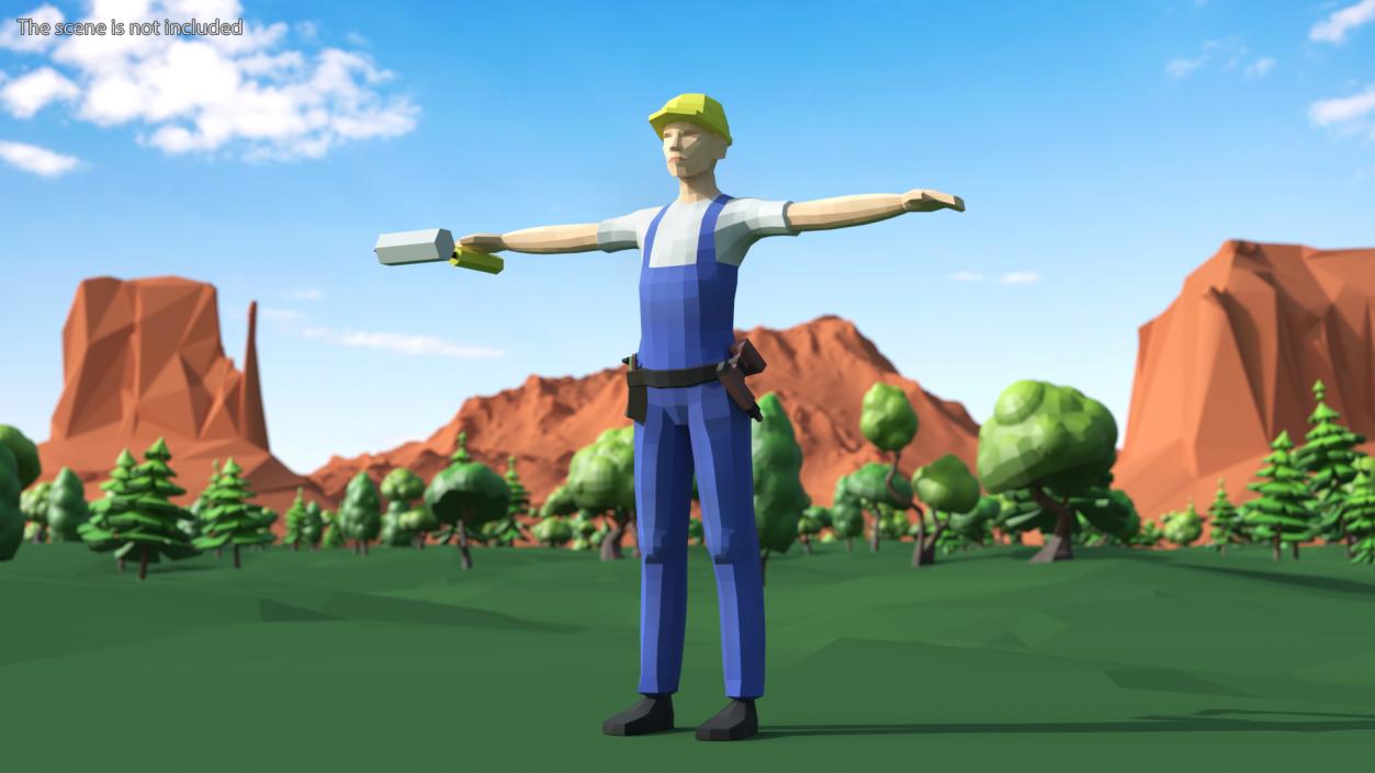 3D model Construction Worker Low Poly Rigged