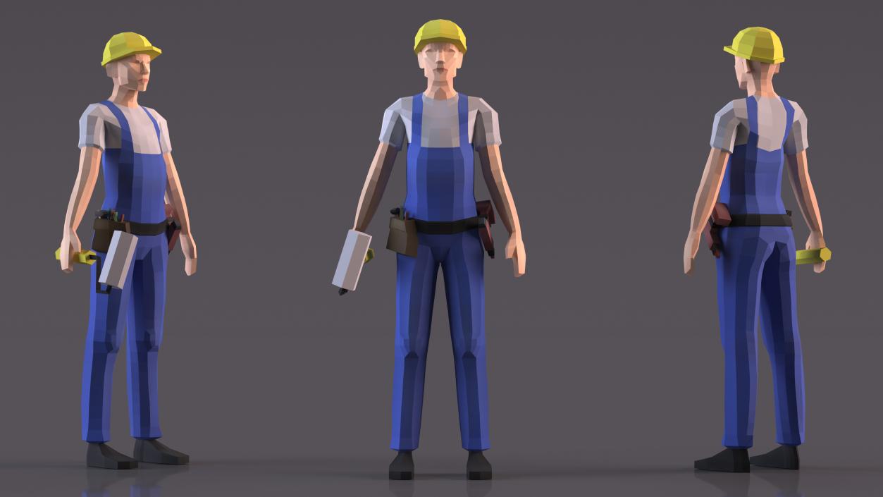 3D model Construction Worker Low Poly Rigged