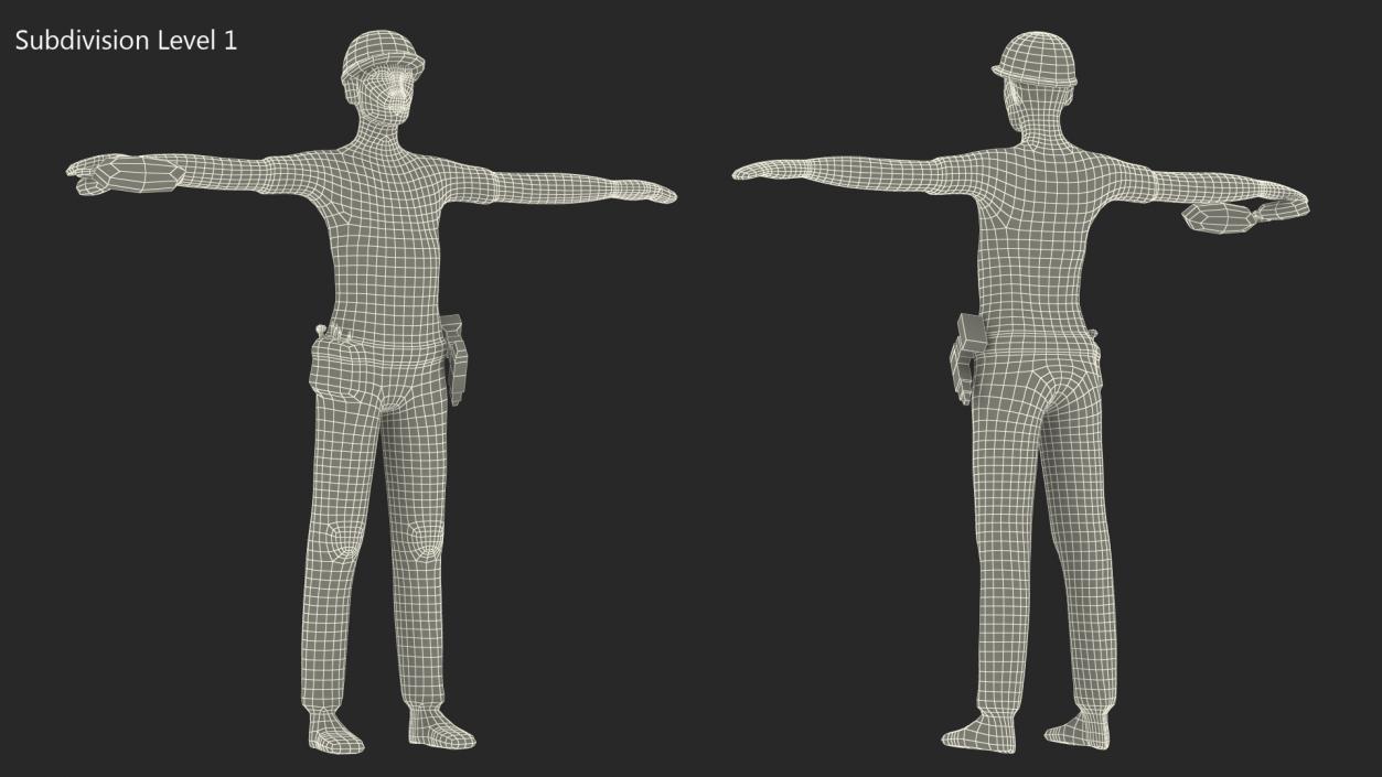 3D model Construction Worker Low Poly Rigged