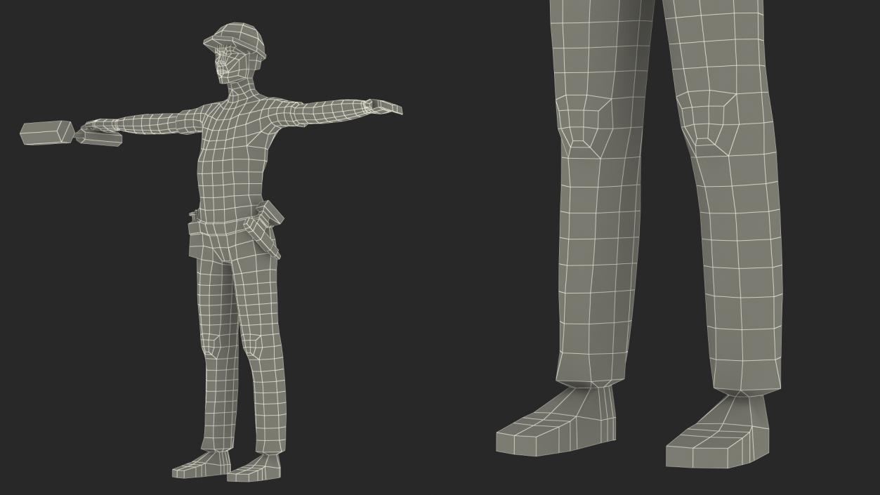 3D model Construction Worker Low Poly Rigged