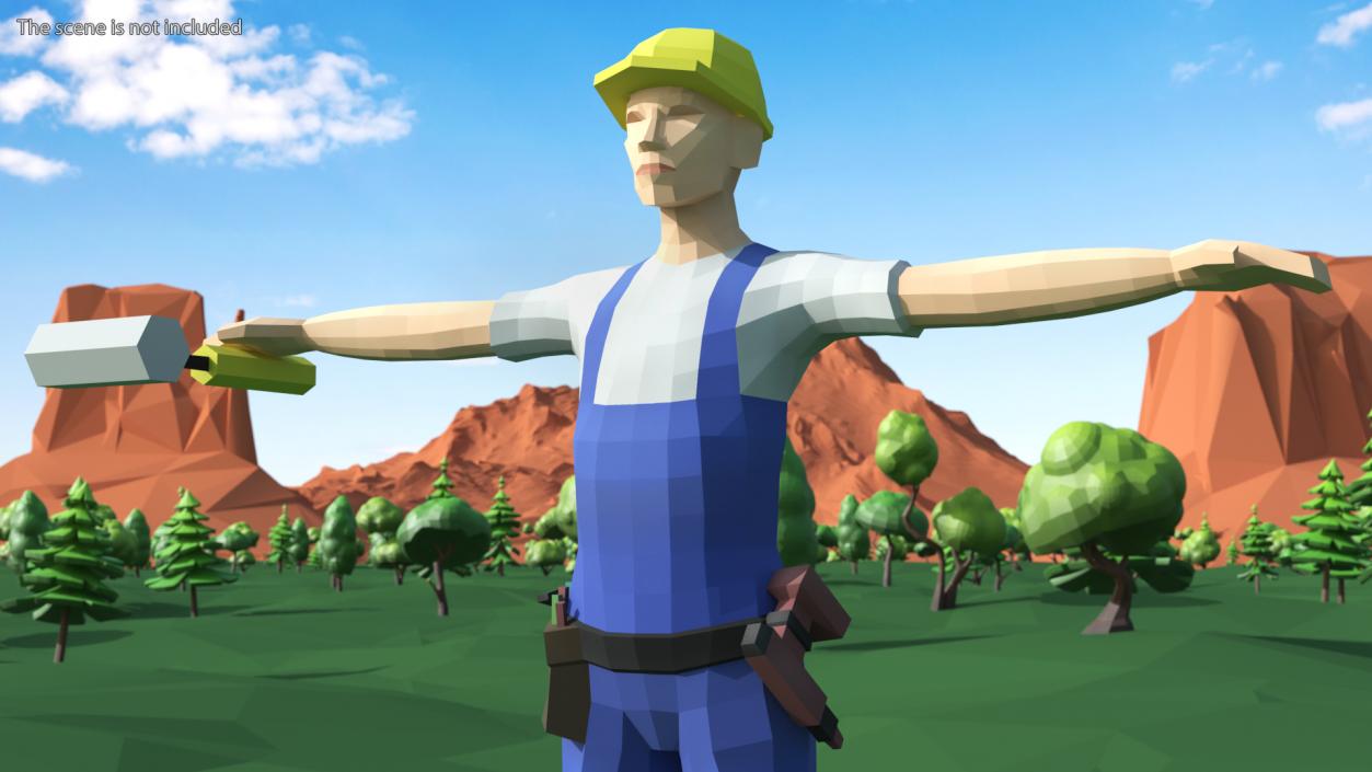 3D model Construction Worker Low Poly Rigged