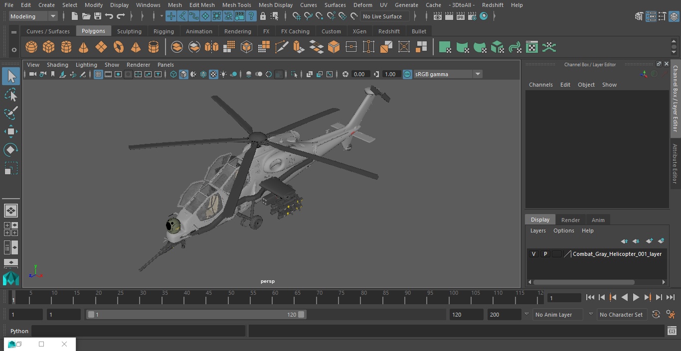 Combat Gray Helicopter 3D