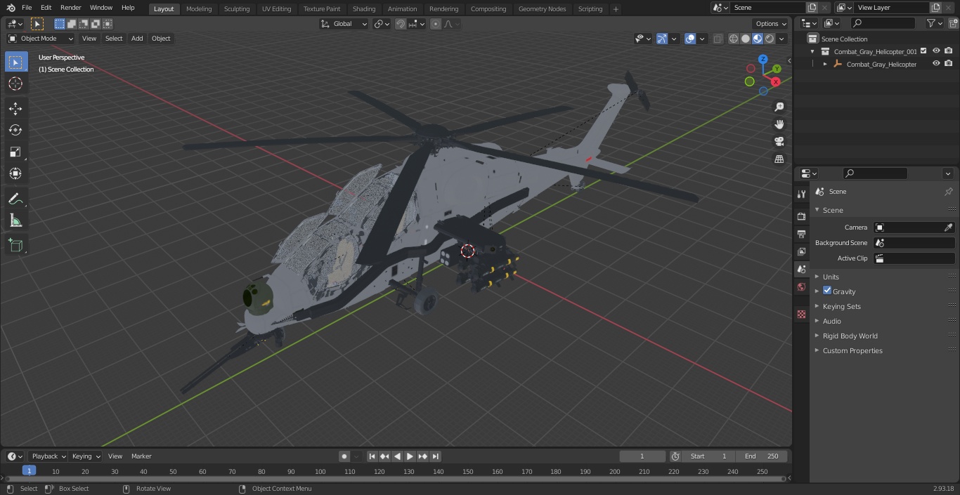 Combat Gray Helicopter 3D