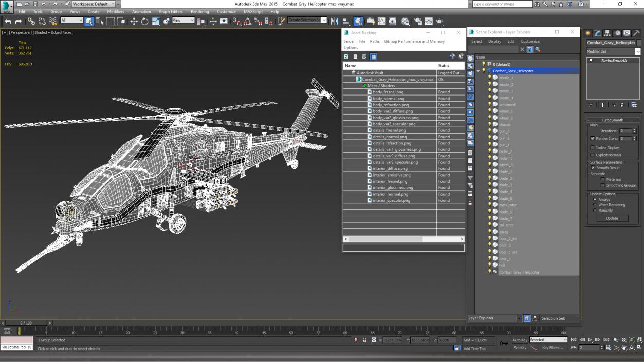 Combat Gray Helicopter 3D