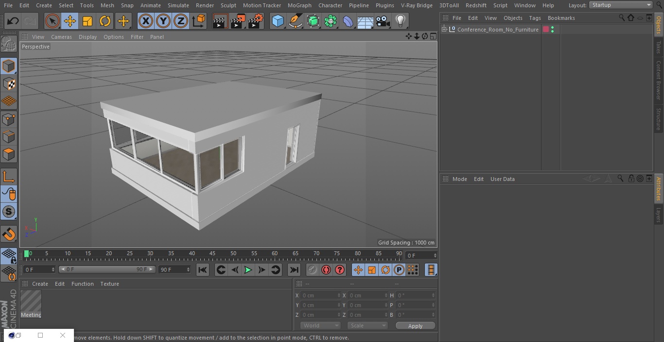 3D Conference Room No Furniture model