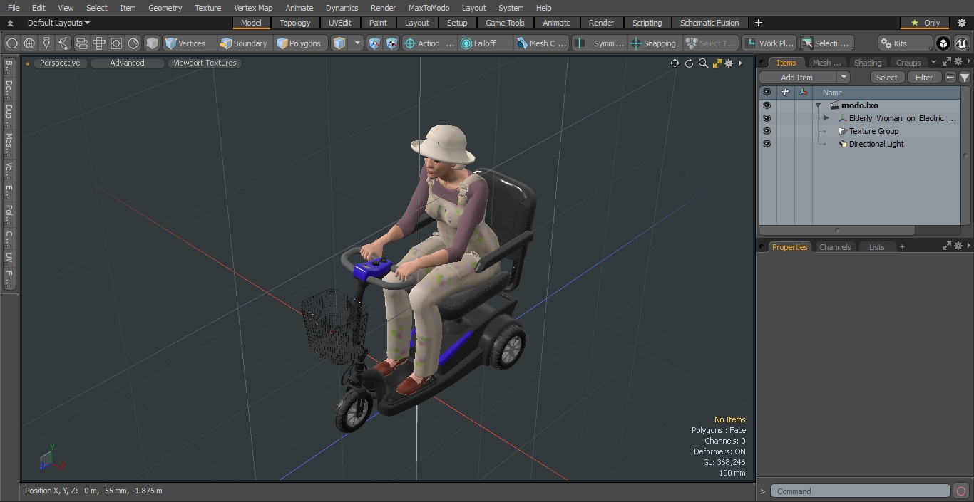 3D Elderly Woman on Electric Wheelchair