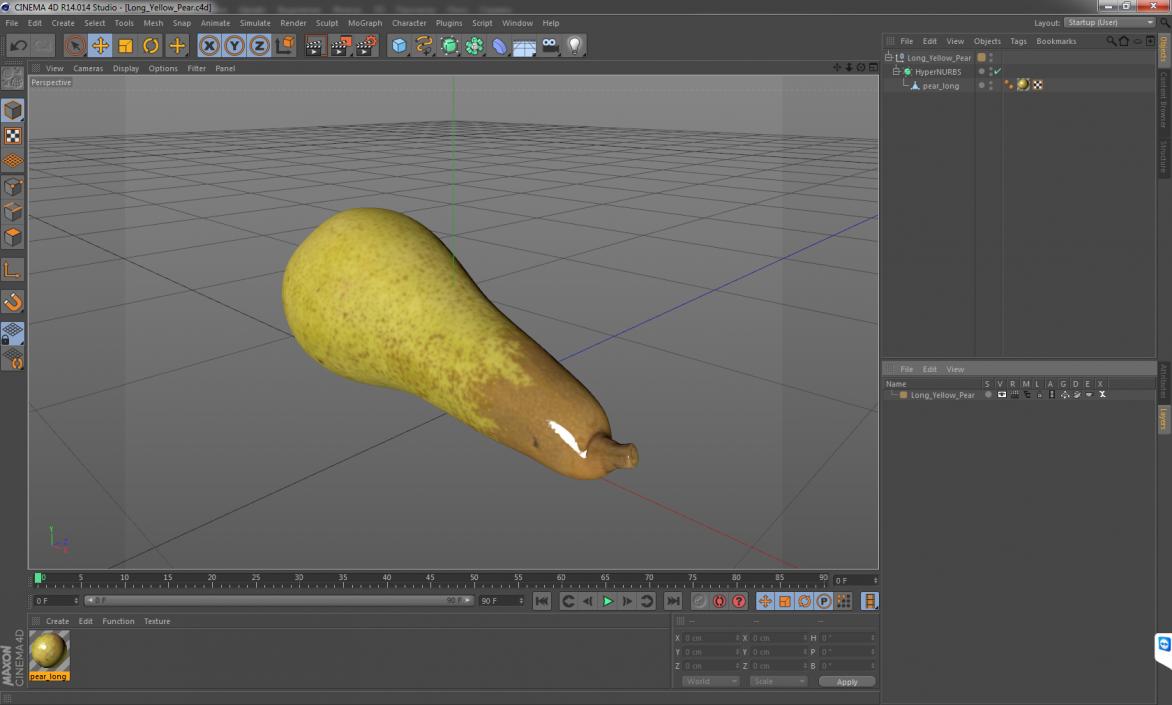 3D Long Yellow Pear