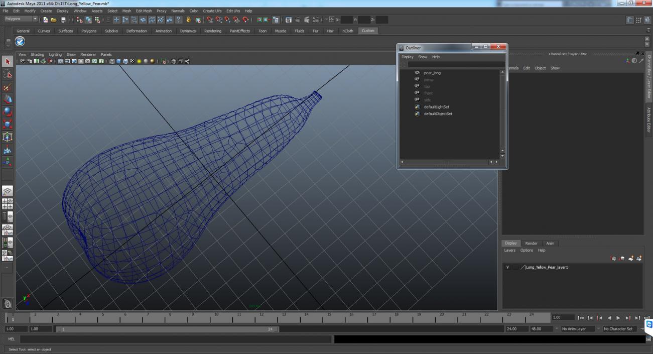 3D Long Yellow Pear