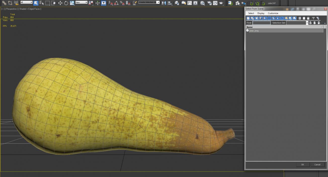 3D Long Yellow Pear