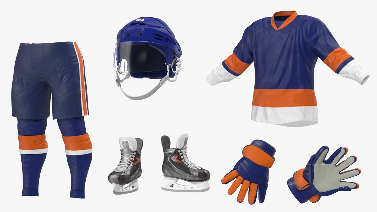 3D Hockey Equipment Blue