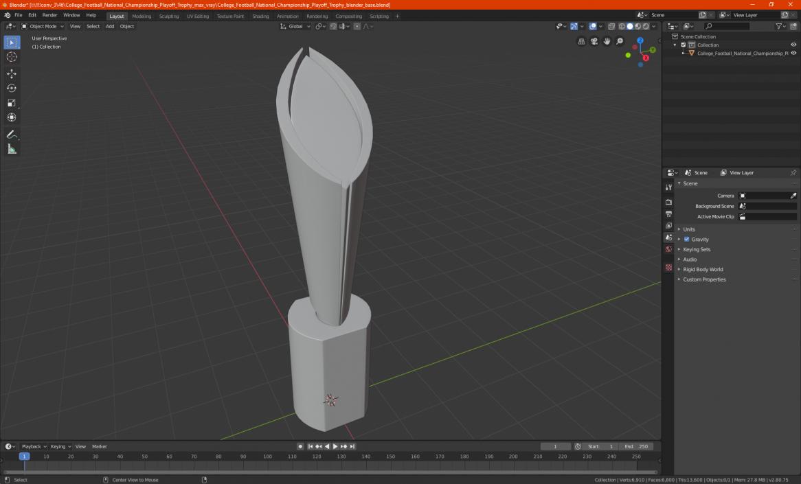 3D College Football National Championship Playoff Trophy model