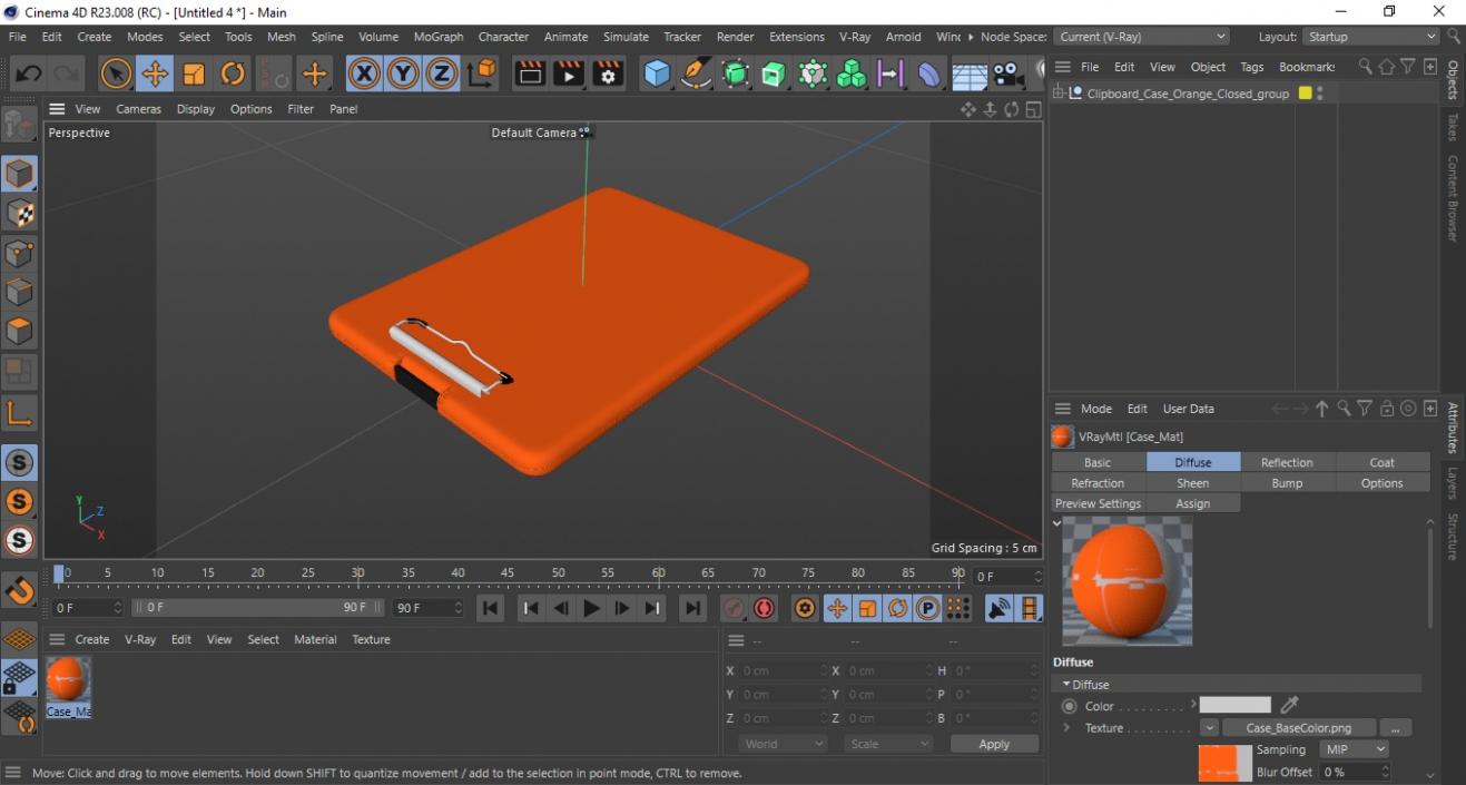 3D Clipboard Case Orange Closed model