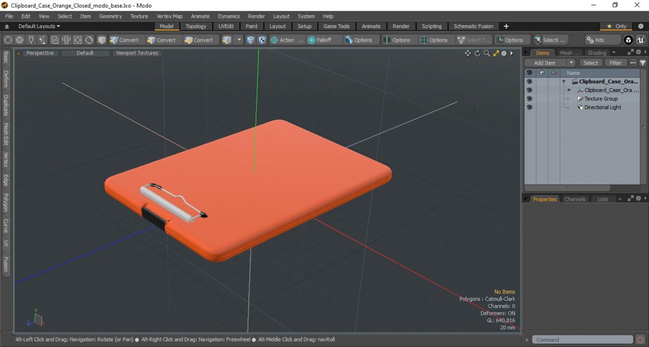 3D Clipboard Case Orange Closed model