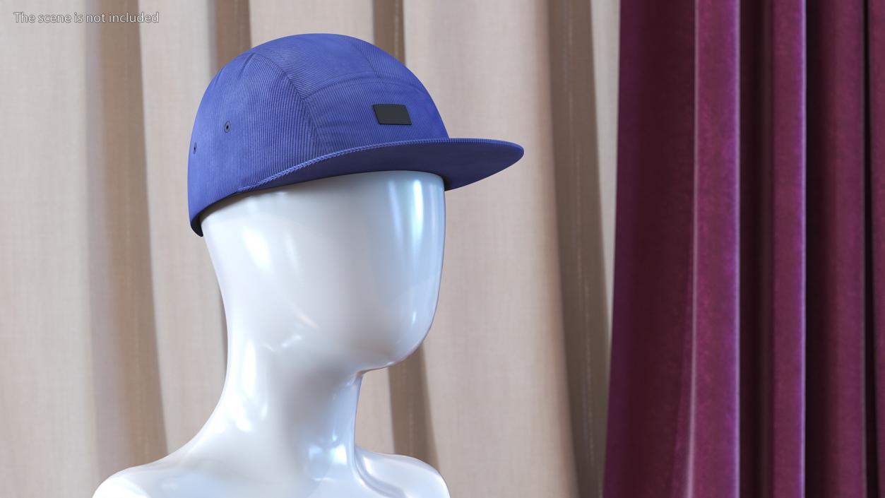 3D Flat Brim 5 Panel Hat Dark Blue