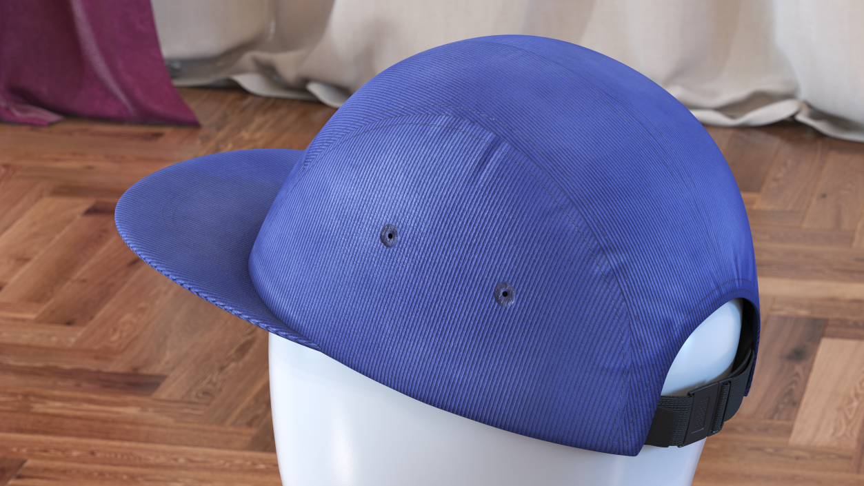 3D Flat Brim 5 Panel Hat Dark Blue