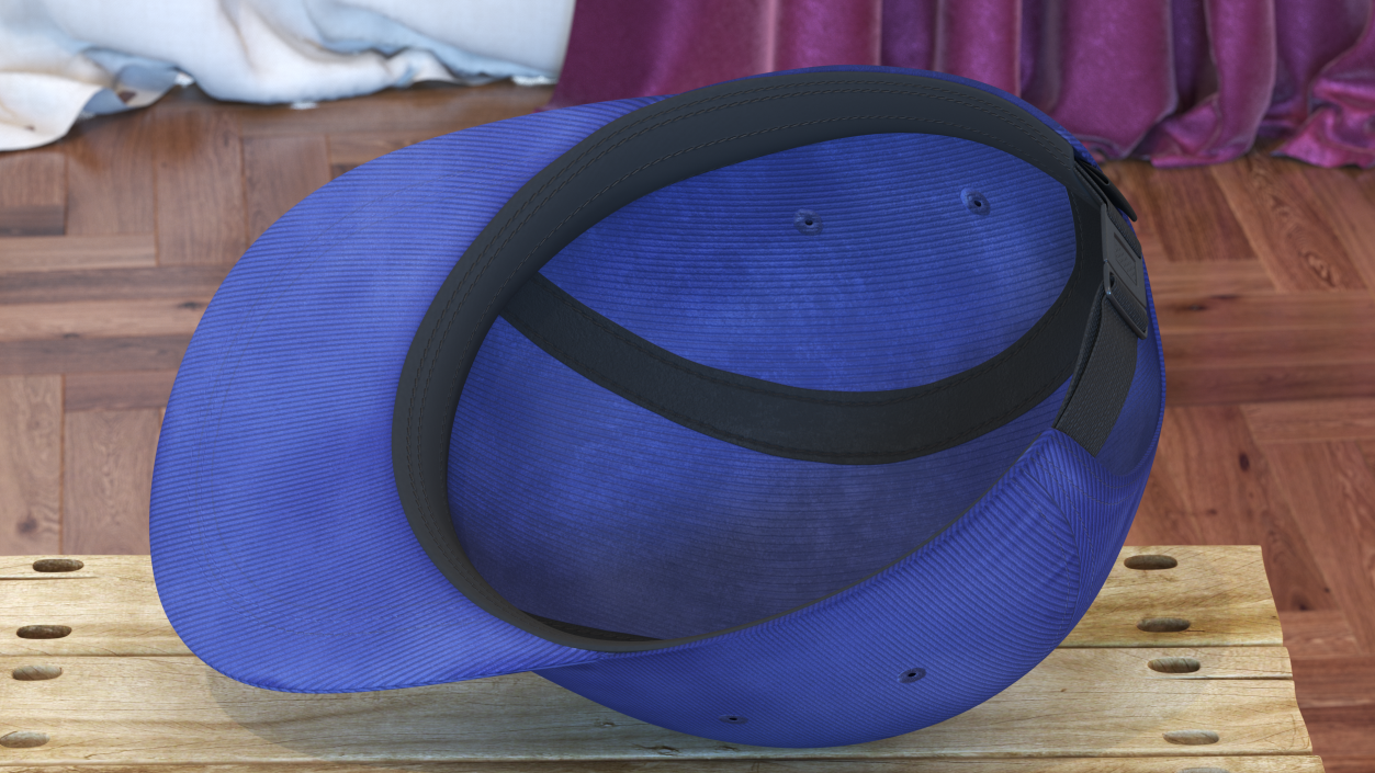 3D Flat Brim 5 Panel Hat Dark Blue