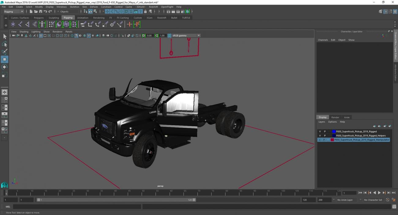 3D 2019 F650 Supertruck Pickup Rigged for Maya model